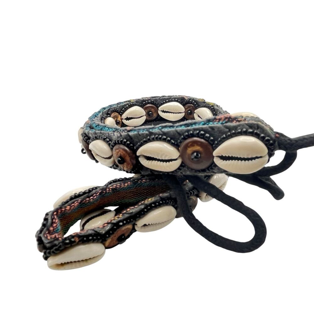 Tie Belt Kuba Beaded Belt Cowrie Shells Congo African Jewelry Original Art Retro